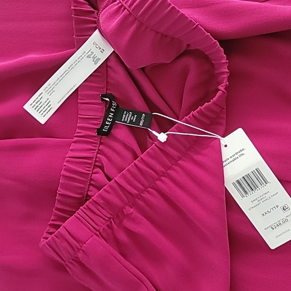 Eileen Fisher Rhapsody Silk Georgette Crepe Straight Ankle Pant XXS $248 - Picture 8 of 9